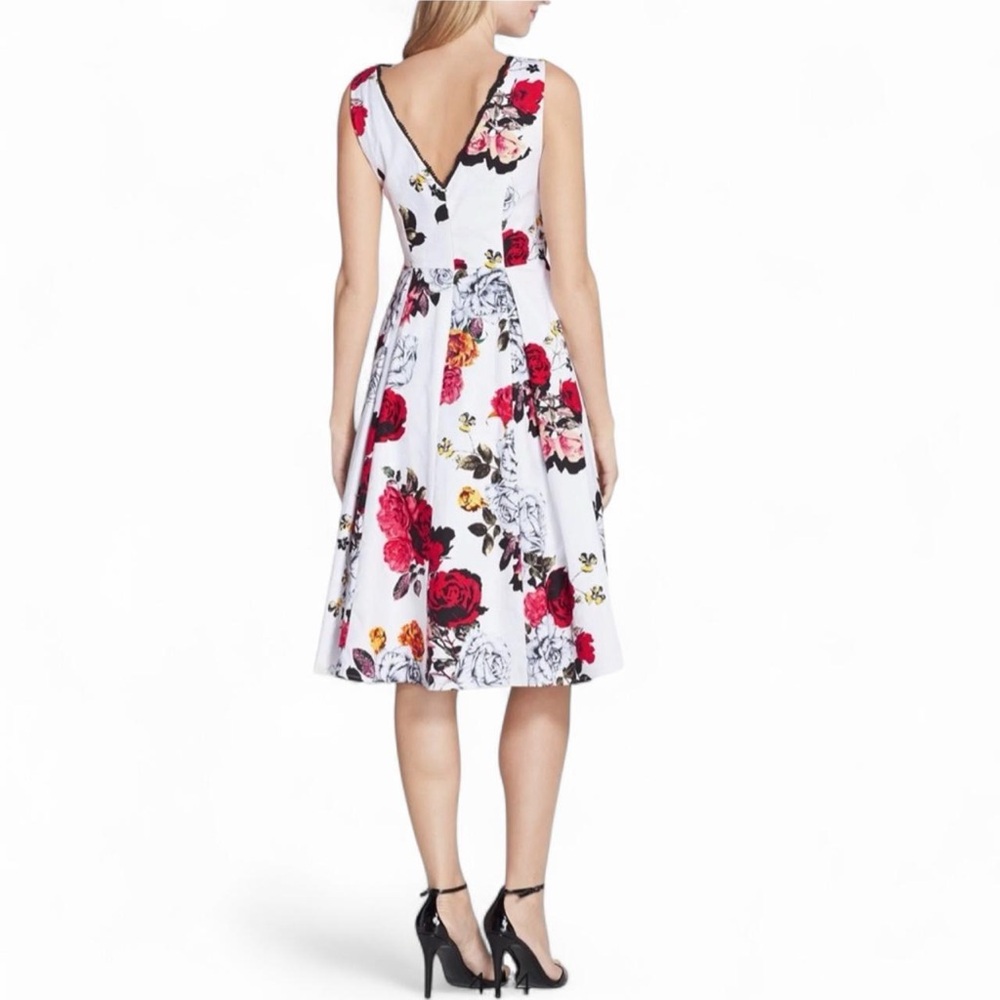 Adrianna Papell Floral Jacquard Fit & Flare Midi Dress Ivory Red 14W - Picture 4 of 13